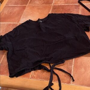 Black Crop Top with Open tie back